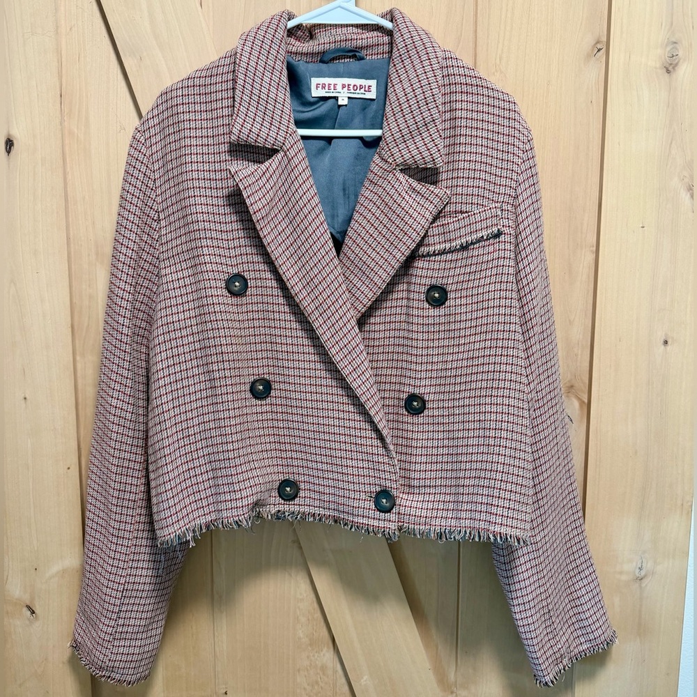 Free People Women's Plaid Cropped Jacket